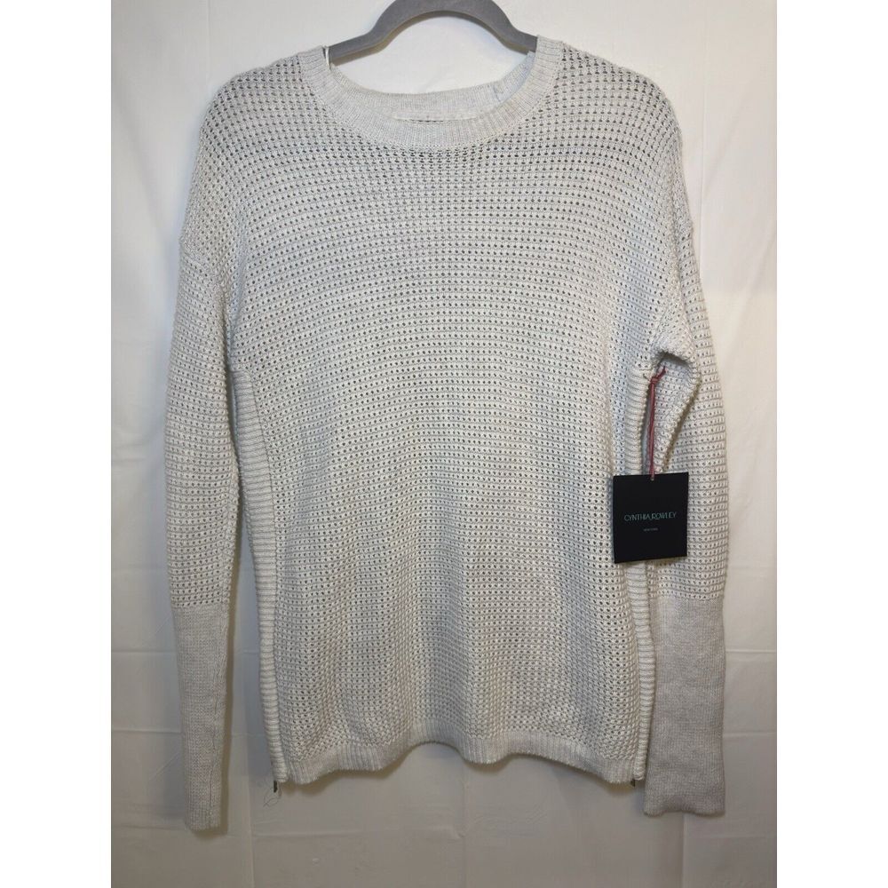 Cynthia Rowley Sweater Women's Size Small Cable Knit Side‎ Zippers Pullover